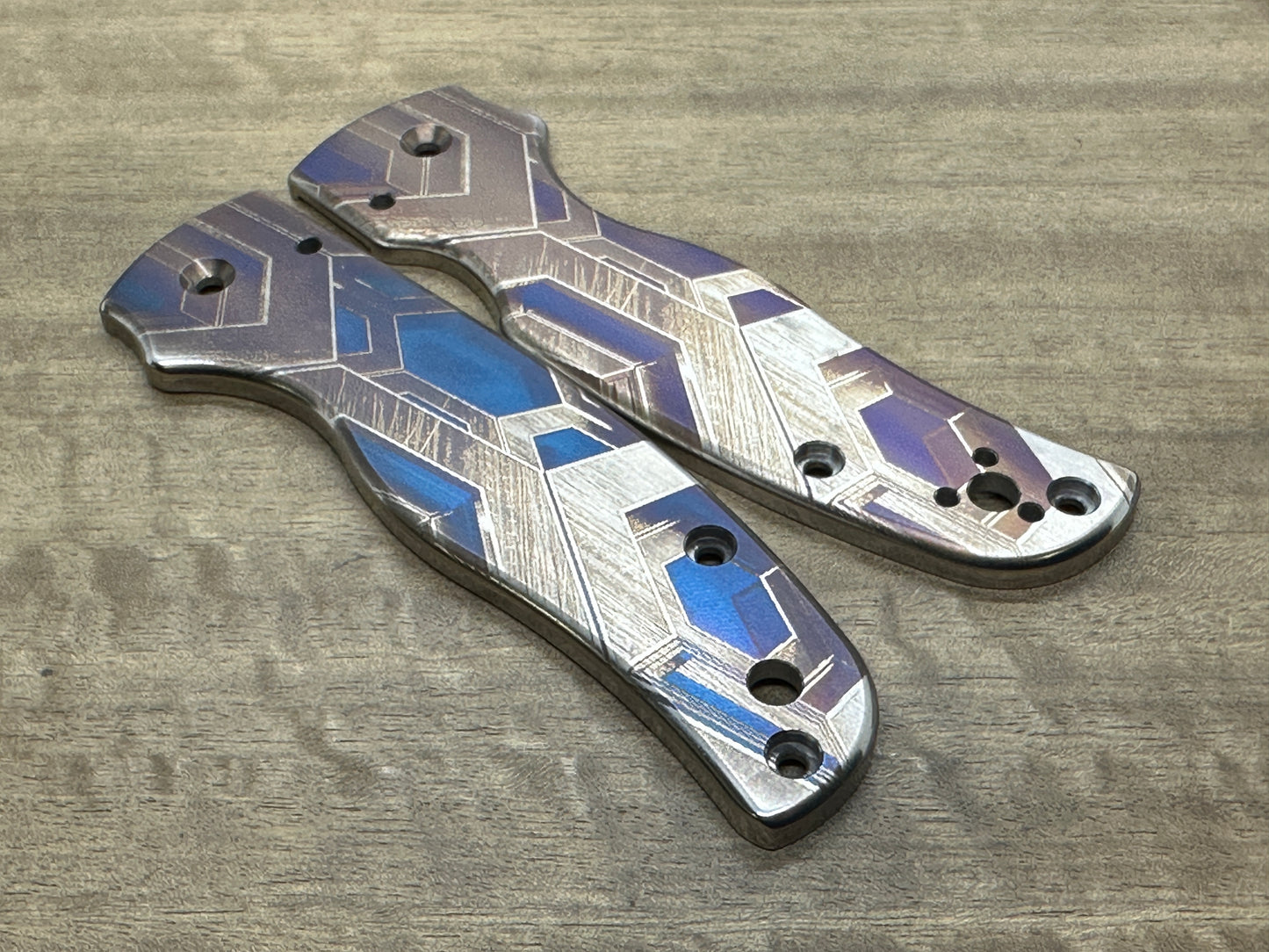 FALCON heat ano engraved Titanium Scales for SHAMAN Spyderco