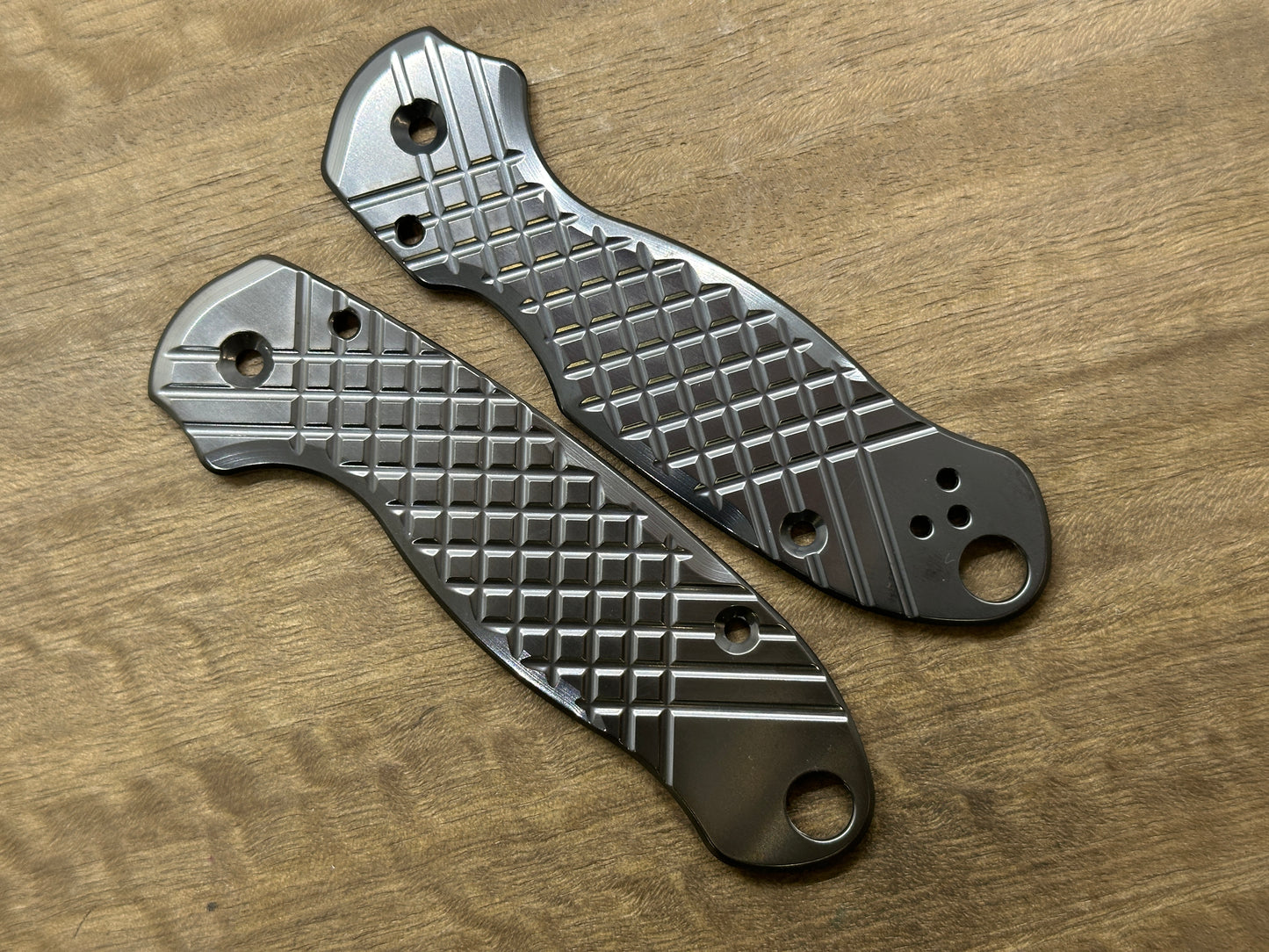 Polished FRAG milled black Zirconium scales for Spyderco Para 3