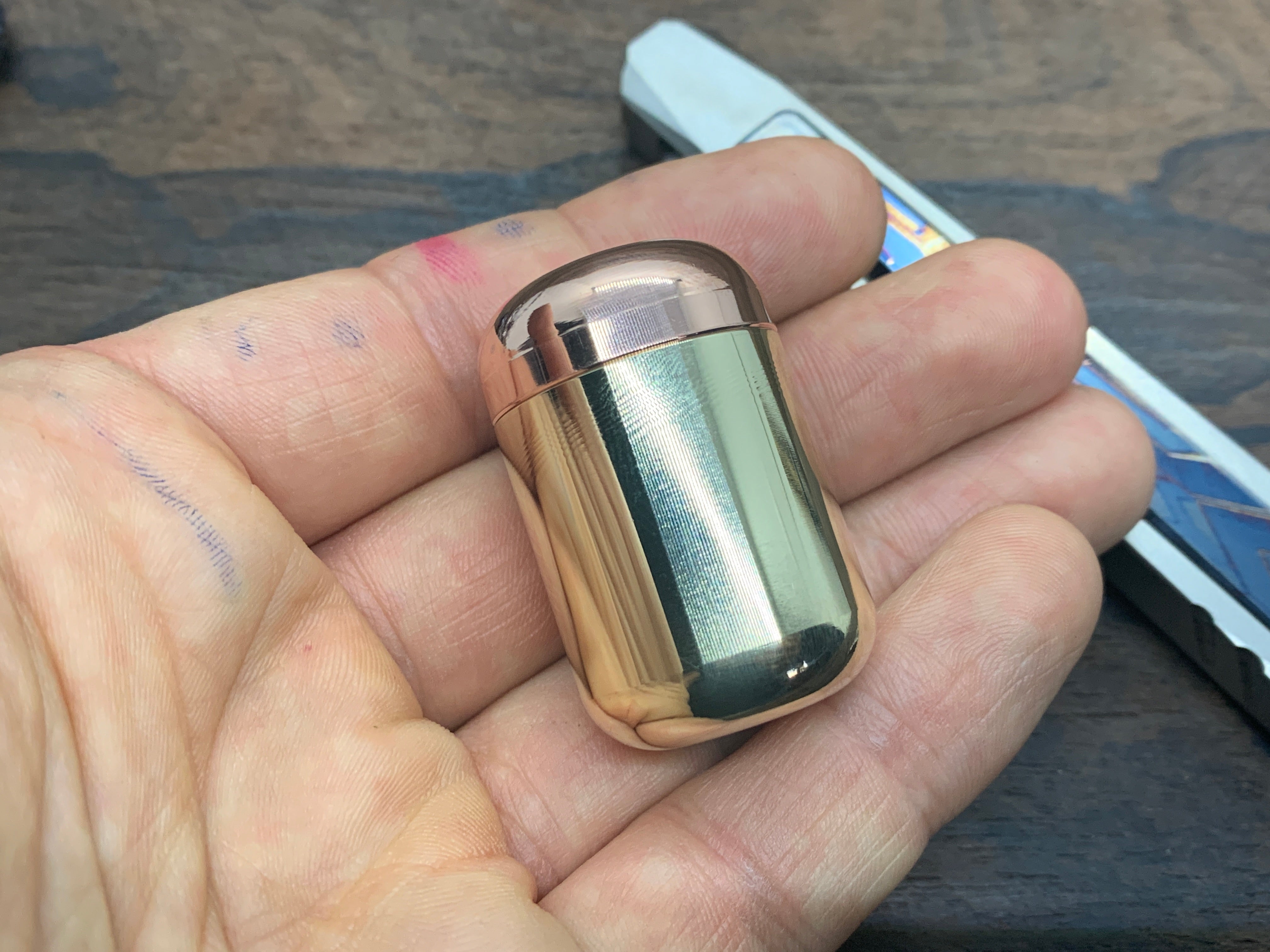 Titanium Brass Tall-MEGA Candy Box Pill Box Stash box Ashes Jewelry Meton-VAULT MetonBoss Every Day Carry Survival Edc hotsell gear Birthday Gift