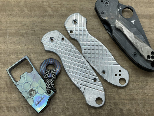 TUMBLED FRAG milled Aerospace Aluminum Scales for Spyderco Para 3