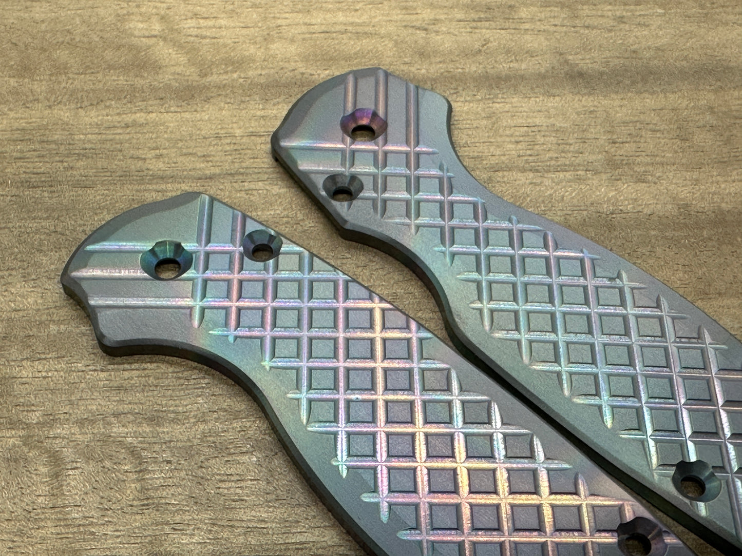 Oil Slick Brushed FRAG milled Zirconium scales for Spyderco Paramilitary 2 PM2