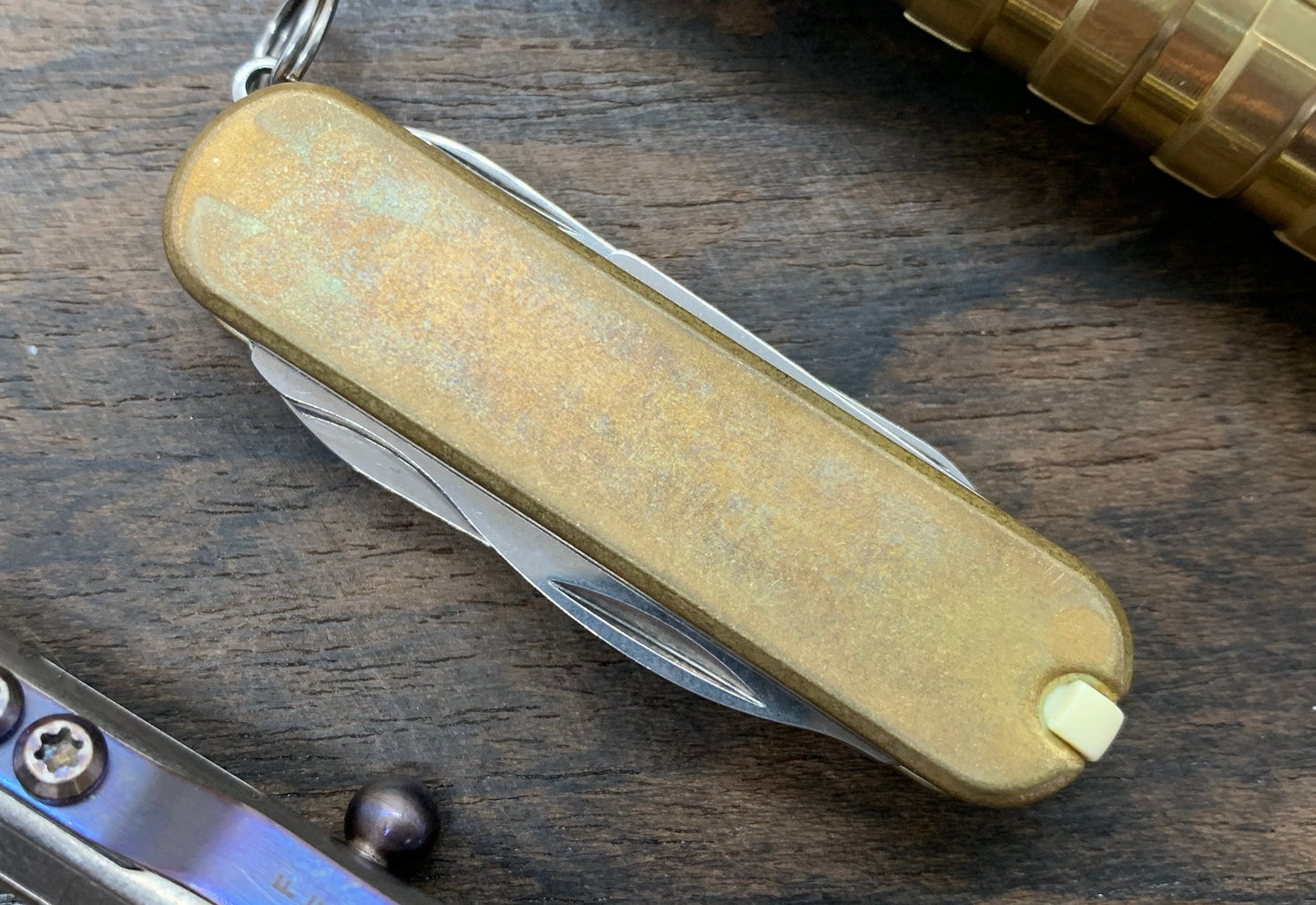 58mm Tumbled Brass Scales for Swiss Army SAK