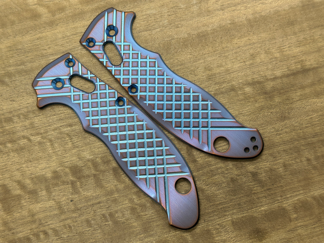 2 Tone (Blue-Purple) FRAG Cnc milled Titanium scales for Spyderco MANIX 2