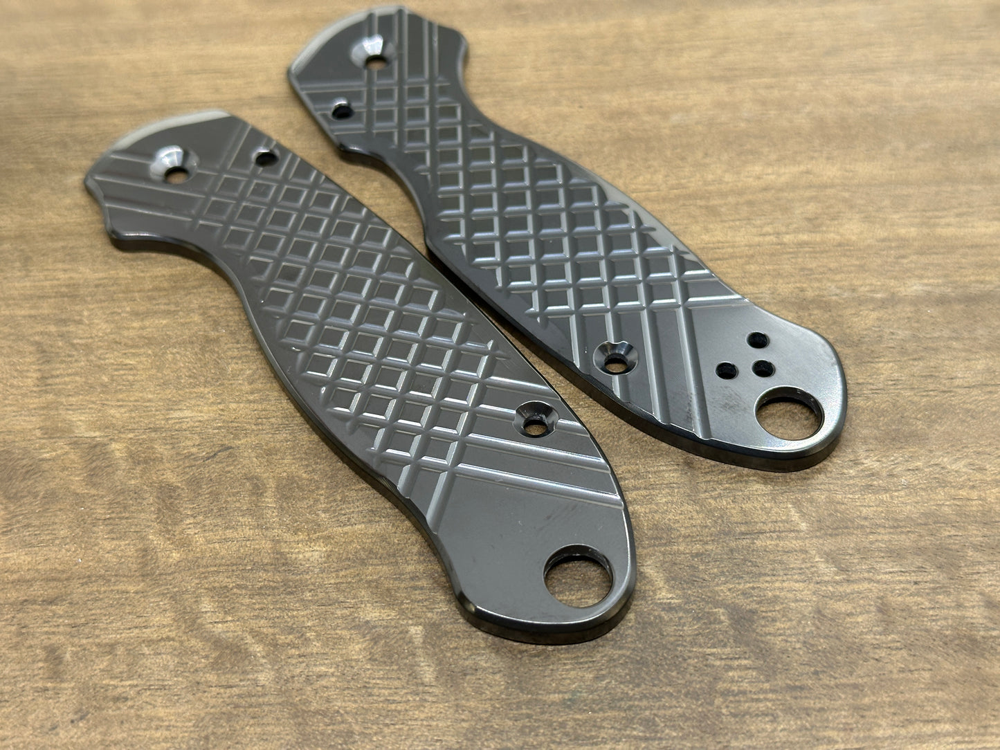 Polished FRAG milled black Zirconium scales for Spyderco Para 3