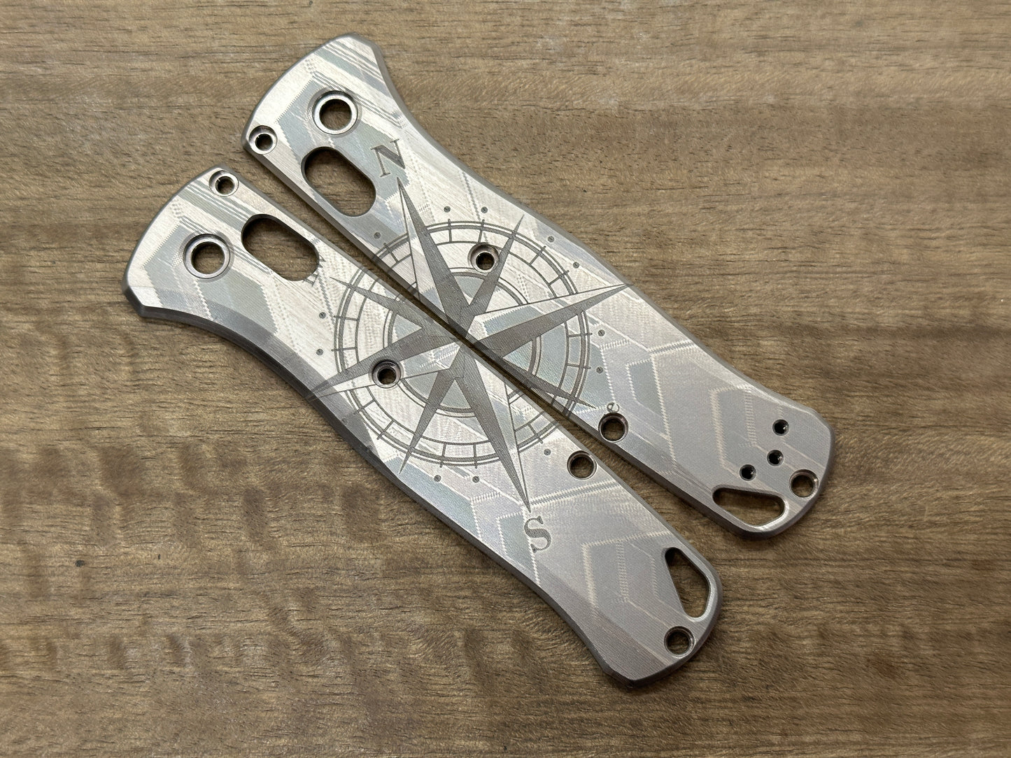 COMPASS engraved Titanium Scales for Benchmade Bugout 535