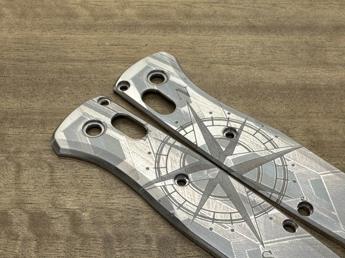 COMPASS engraved Titanium Scales for Benchmade Bugout 535