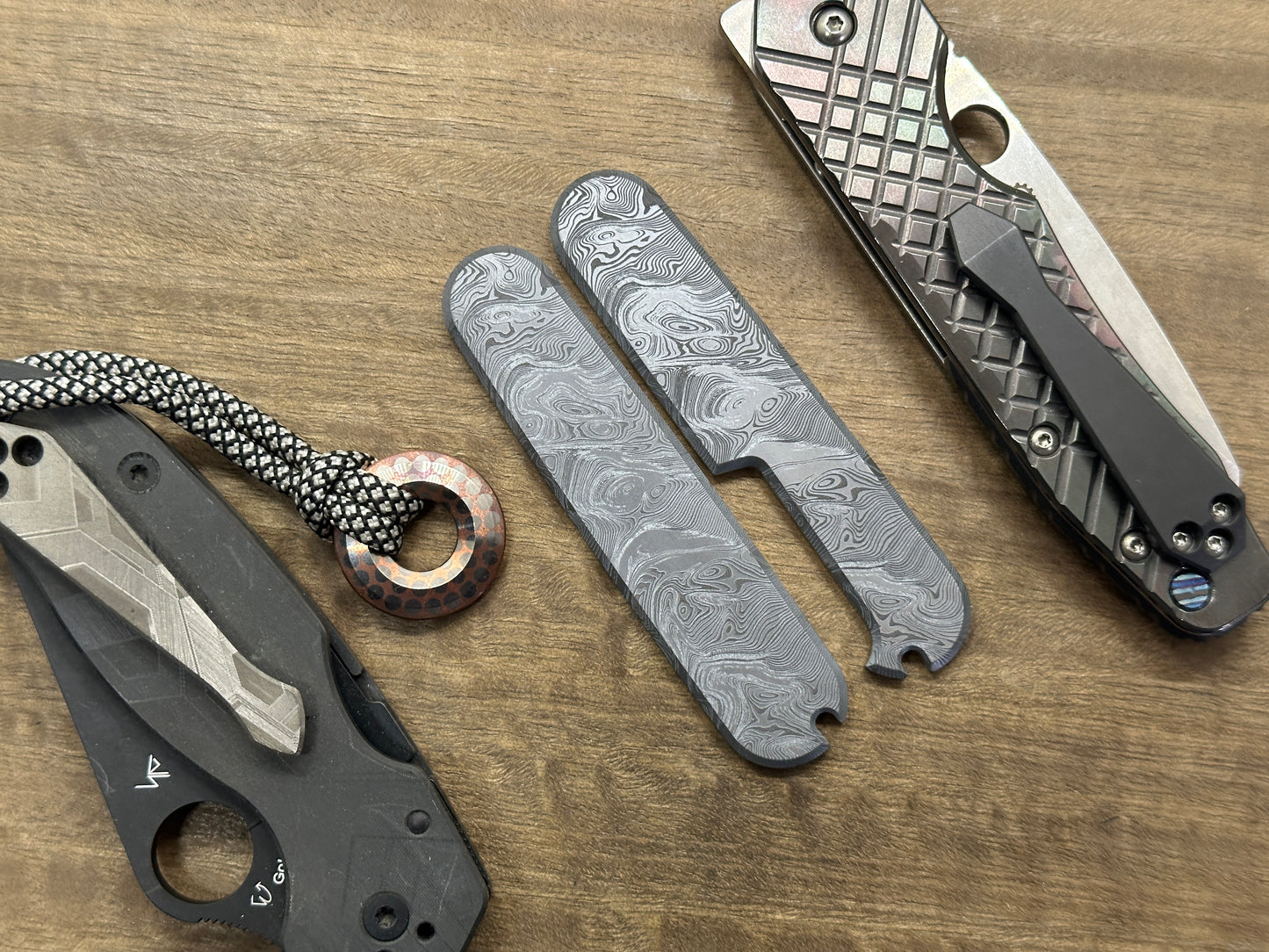 Black Dama TWIST pattern engraved 91mm Titanium Scales for Swiss Army SAK