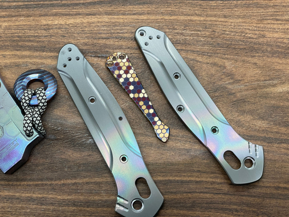 HONEYCOMB heat ano engraved SPIDY Titanium CLIP for most Benchmade models