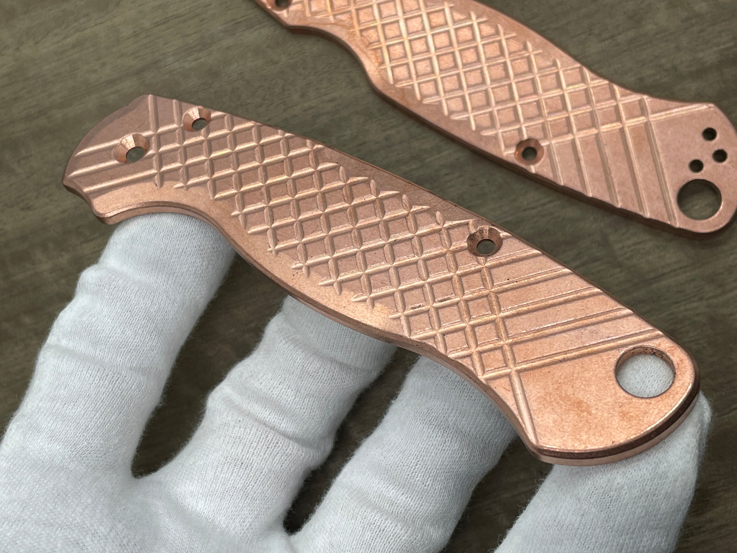 FRAG milled TUMBLED Copper Scales for Spyderco Paramilitary 2 PM2