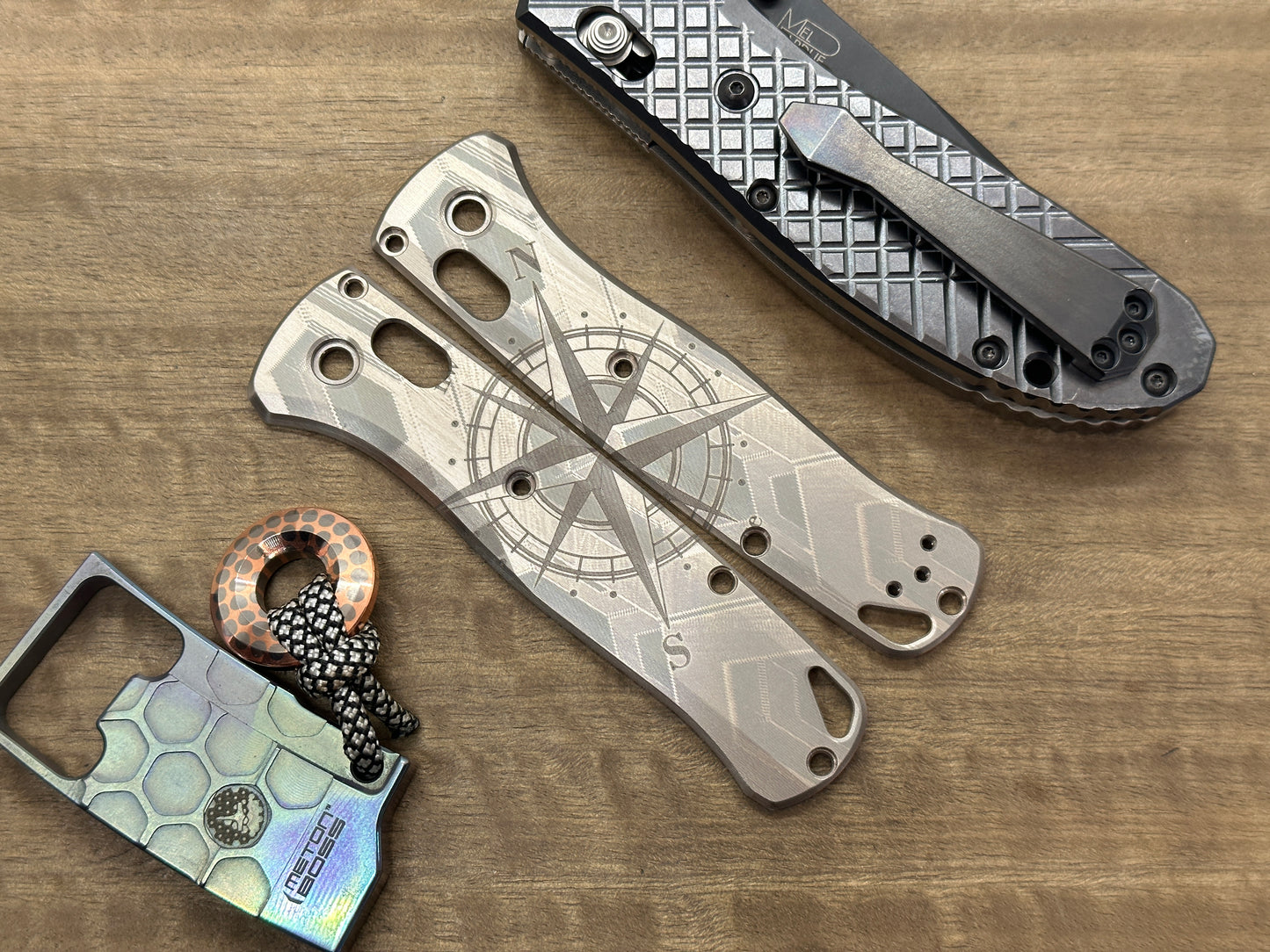 COMPASS engraved Titanium Scales for Benchmade Bugout 535