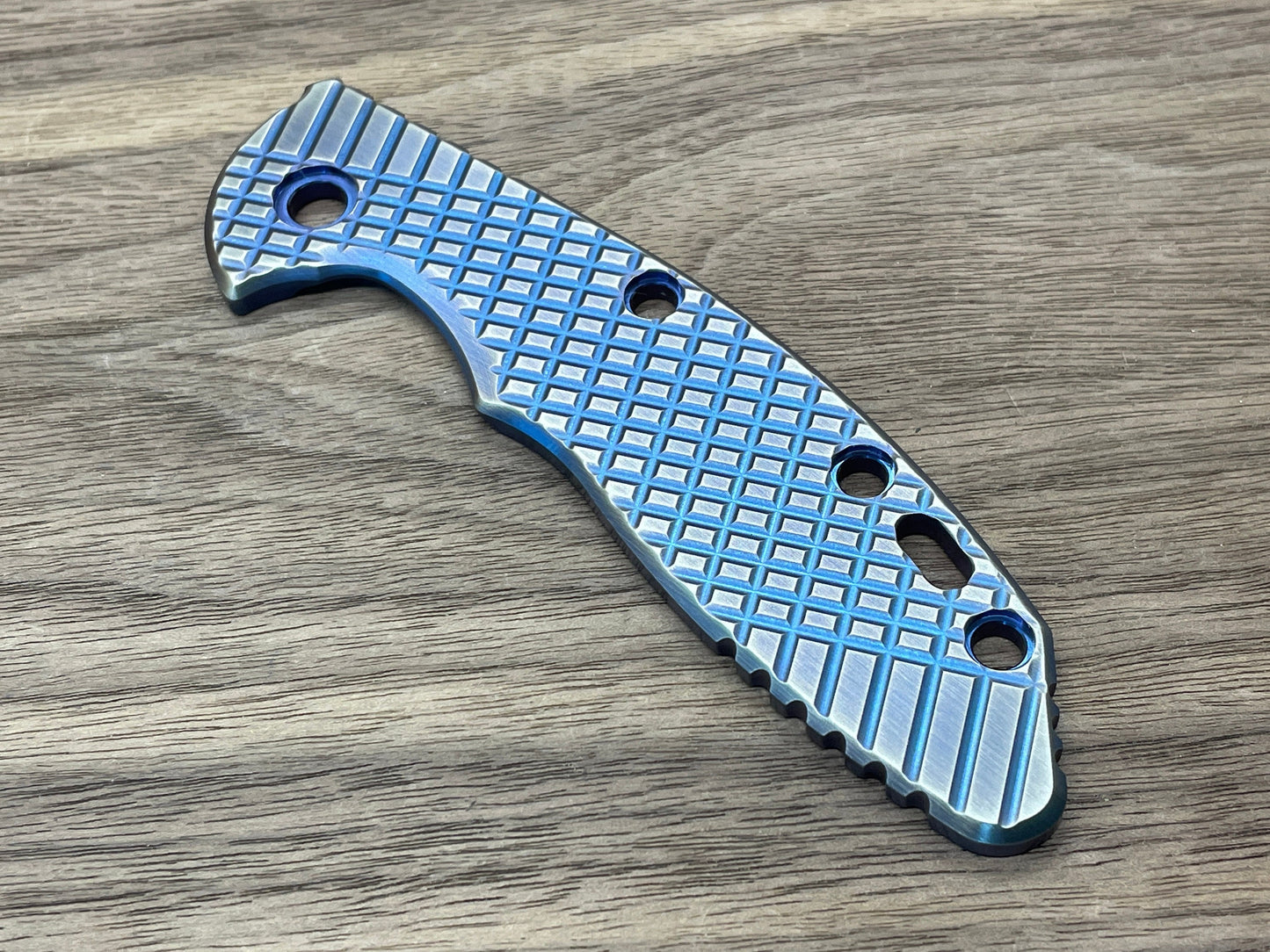 2-Tone BLUE ano & Brushed FRAG Cnc milled Titanium scale for XM-18 3.5 Hinderer