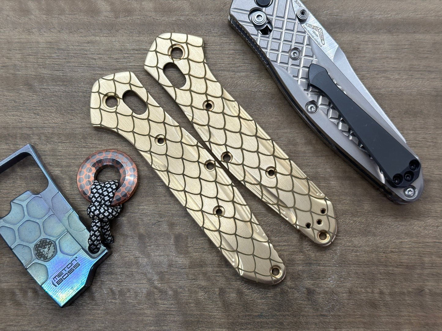 DRAGONSKIN engraved Brass Scales for Benchmade 940 Osborne