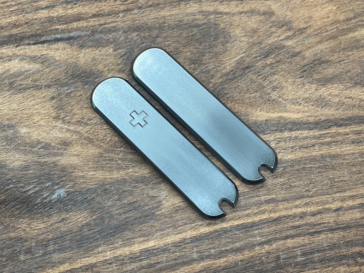 Logo + engraved 58mm Black Zirconium Scales for Swiss Army SAK