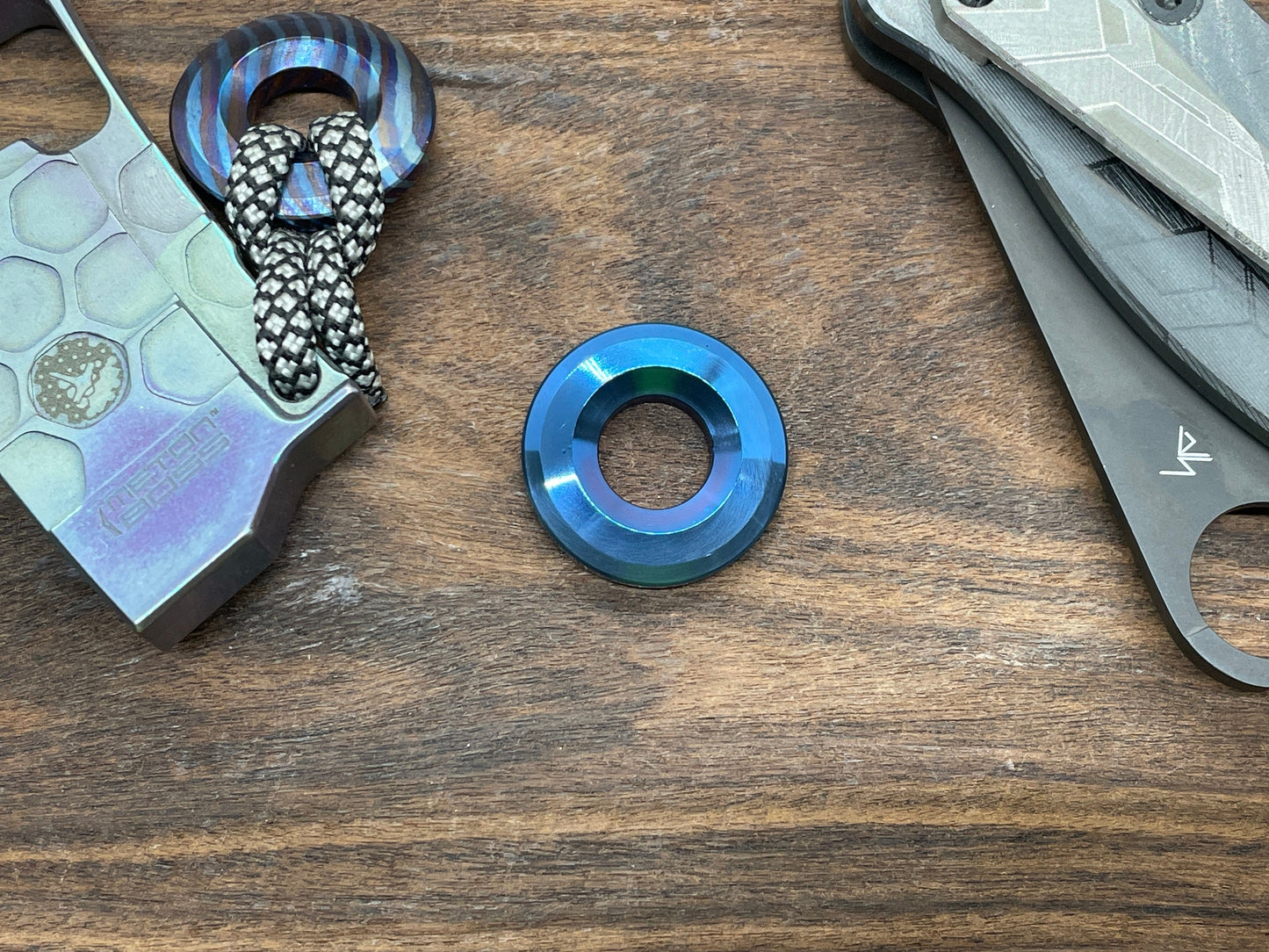 BLUE anodized TITANIUM lanyard bead Paracord bead Dog tag