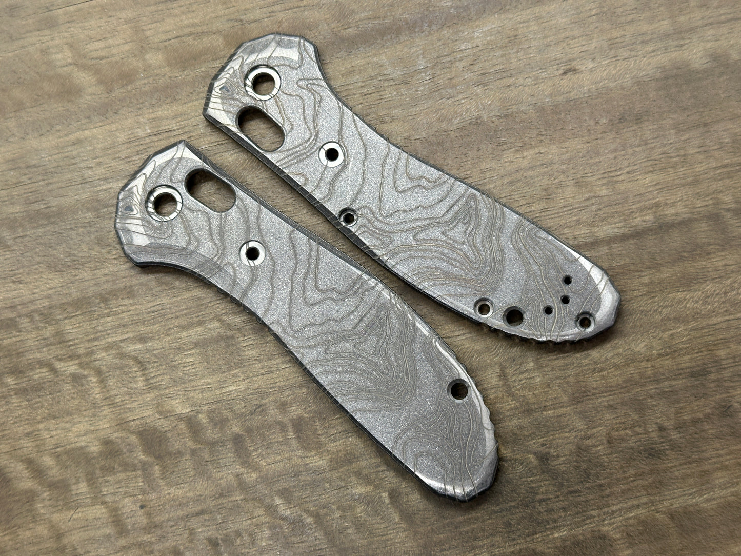 Battleworn TOPO engraved Titanium Scales for Benchmade GRIPTILIAN 551 & 550