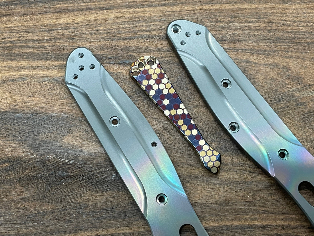 HONEYCOMB heat ano engraved SPIDY Titanium CLIP for most Benchmade models