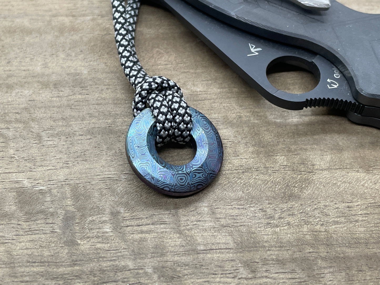 Dama LADDER Flamed GREEK Ascoloy lanyard bead Paracord bead Beard bead