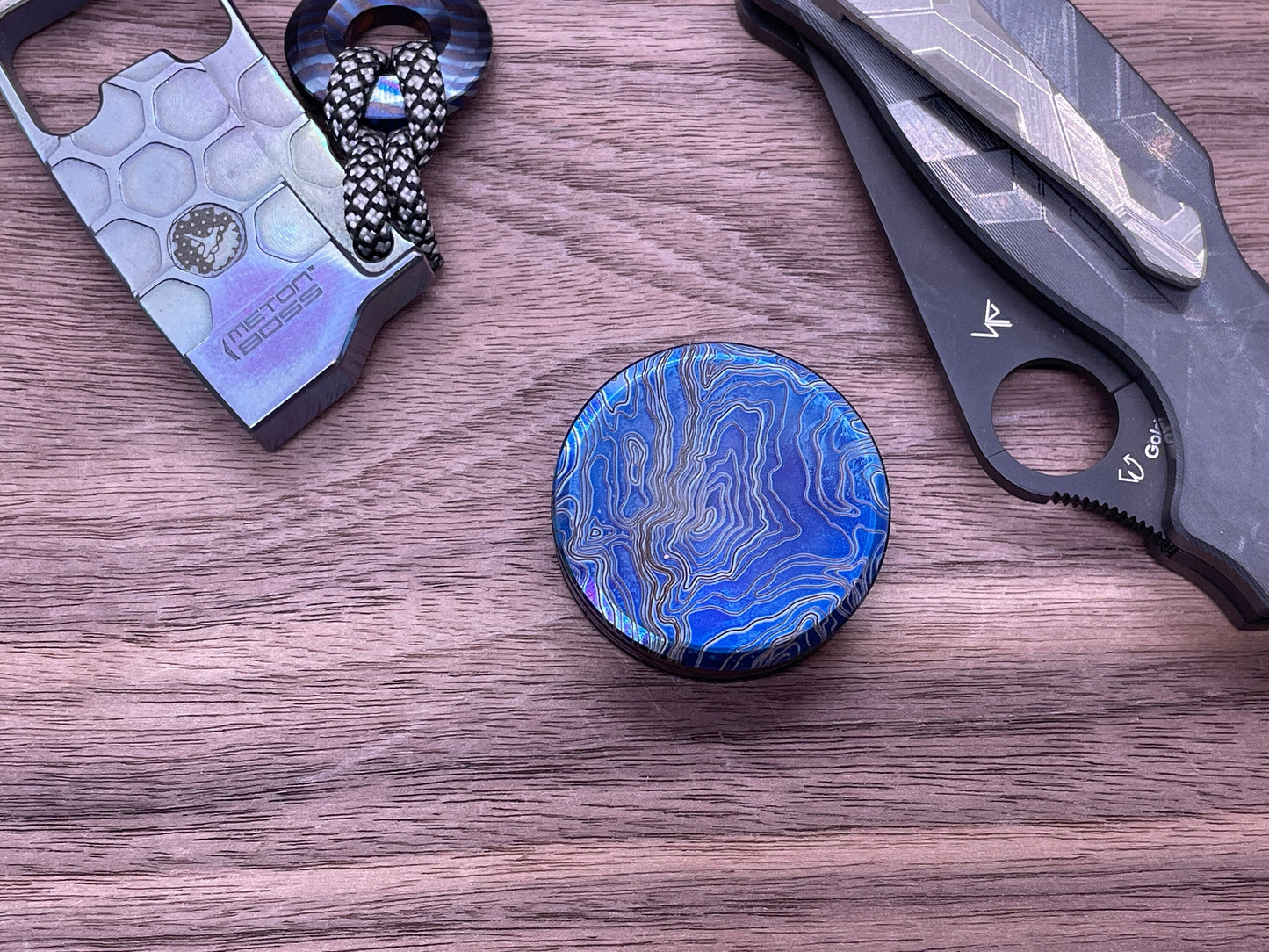 Flamed TOPO HAPTIC Coins CLICKY Titanium Haptic Slider Fidget