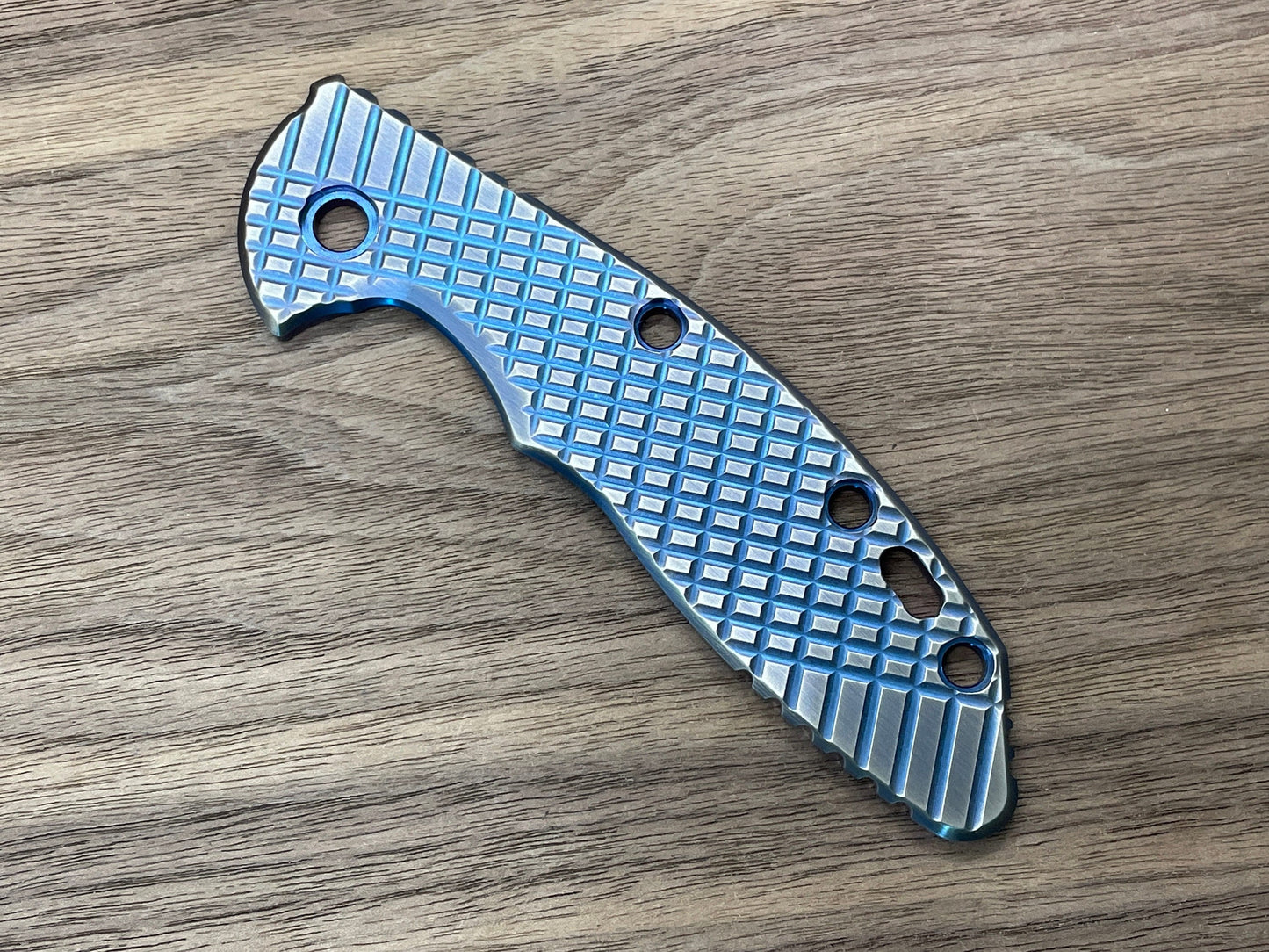 2-Tone BLUE ano & Brushed FRAG Cnc milled Titanium scale for XM-18 3.5 Hinderer