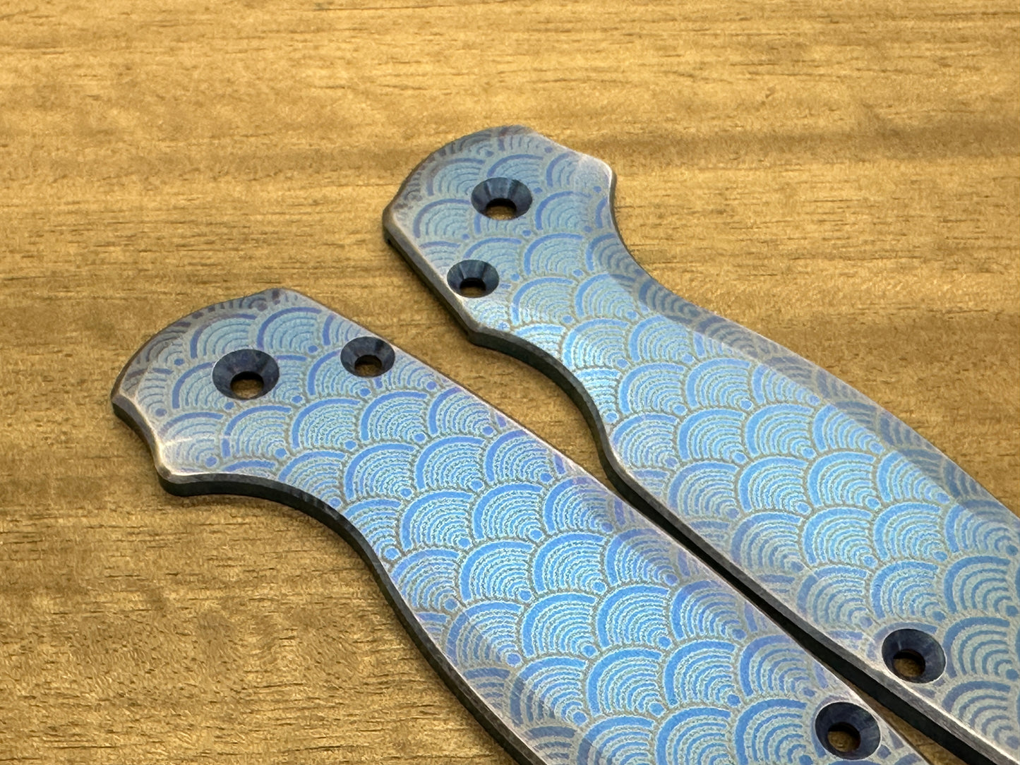 SEIGAIHA Blue Ano Brushed Titanium scales for Spyderco Paramilitary 2 PM2