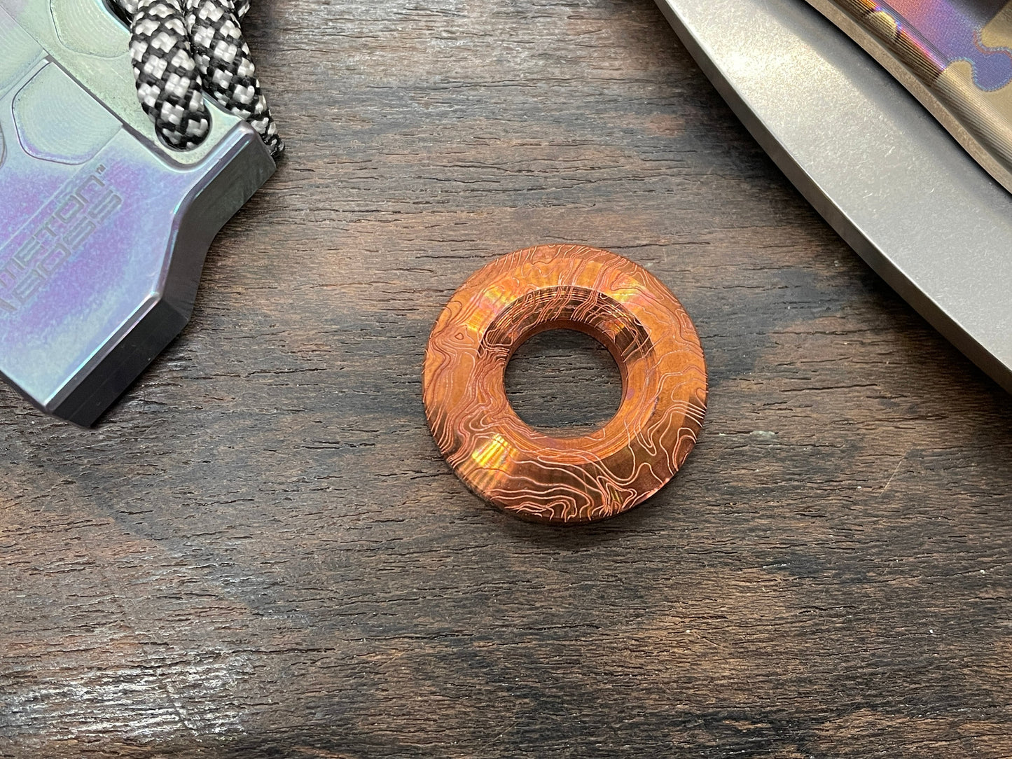 TOPO engraved Copper lanyard bead Paracord bead Dog tag