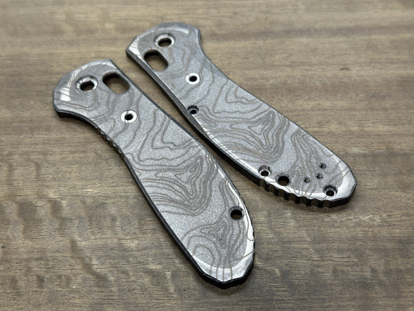 Battleworn TOPO engraved Titanium Scales for Benchmade GRIPTILIAN 551 & 550