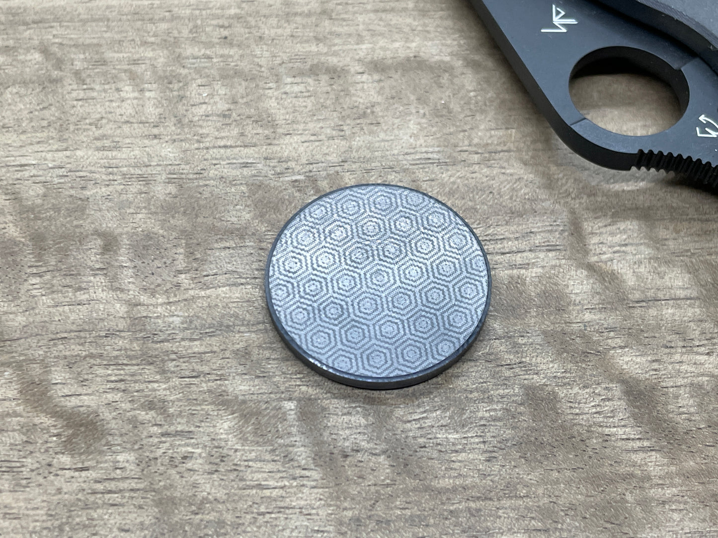 Compass engraved Black Tungsten Gambit Coin Worry Coin