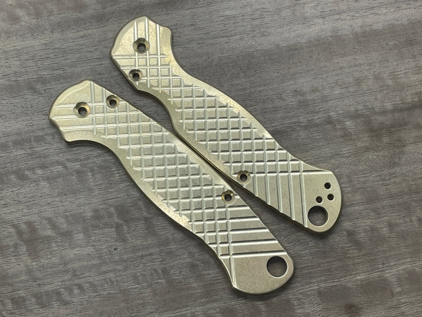 FRAG milled TUMBLED Brass Scales for Spyderco Paramilitary 2 PM2
