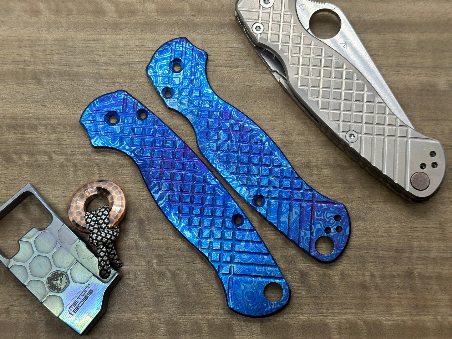 ALIEN Flamed FRAG Cnc milled Titanium scales for Spyderco Paramilitary 2 PM2