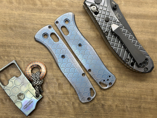 SEIGAIHA Blue Ano Brushed Titanium Scales for Benchmade Bugout 535