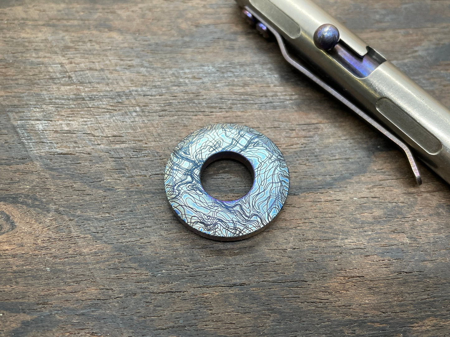 Flamed TOPO engraved Titanium lanyard bead Paracord bead Dog tag