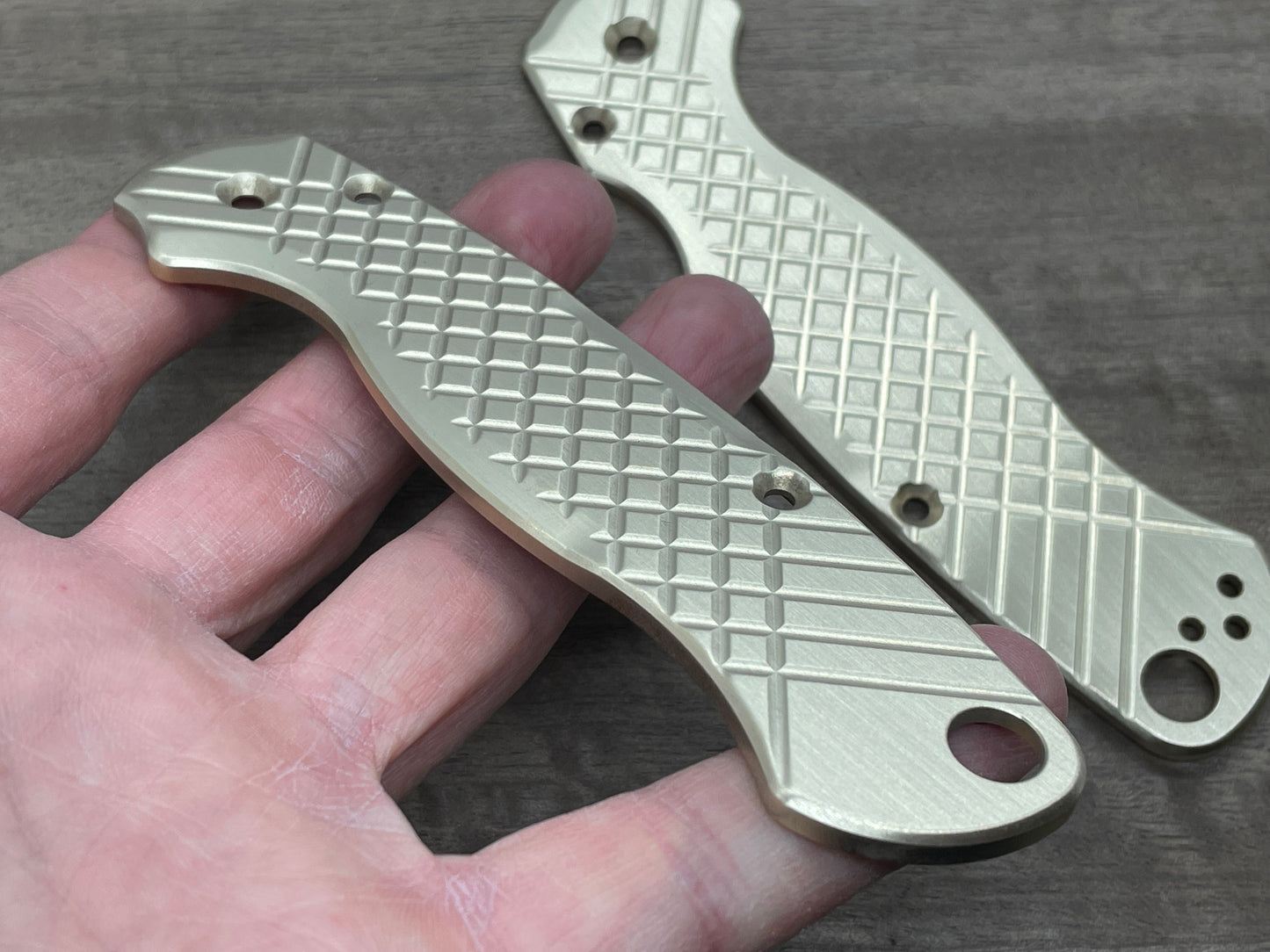 FRAG milled Brushed Brass Scales for Spyderco Paramilitary 2 PM2