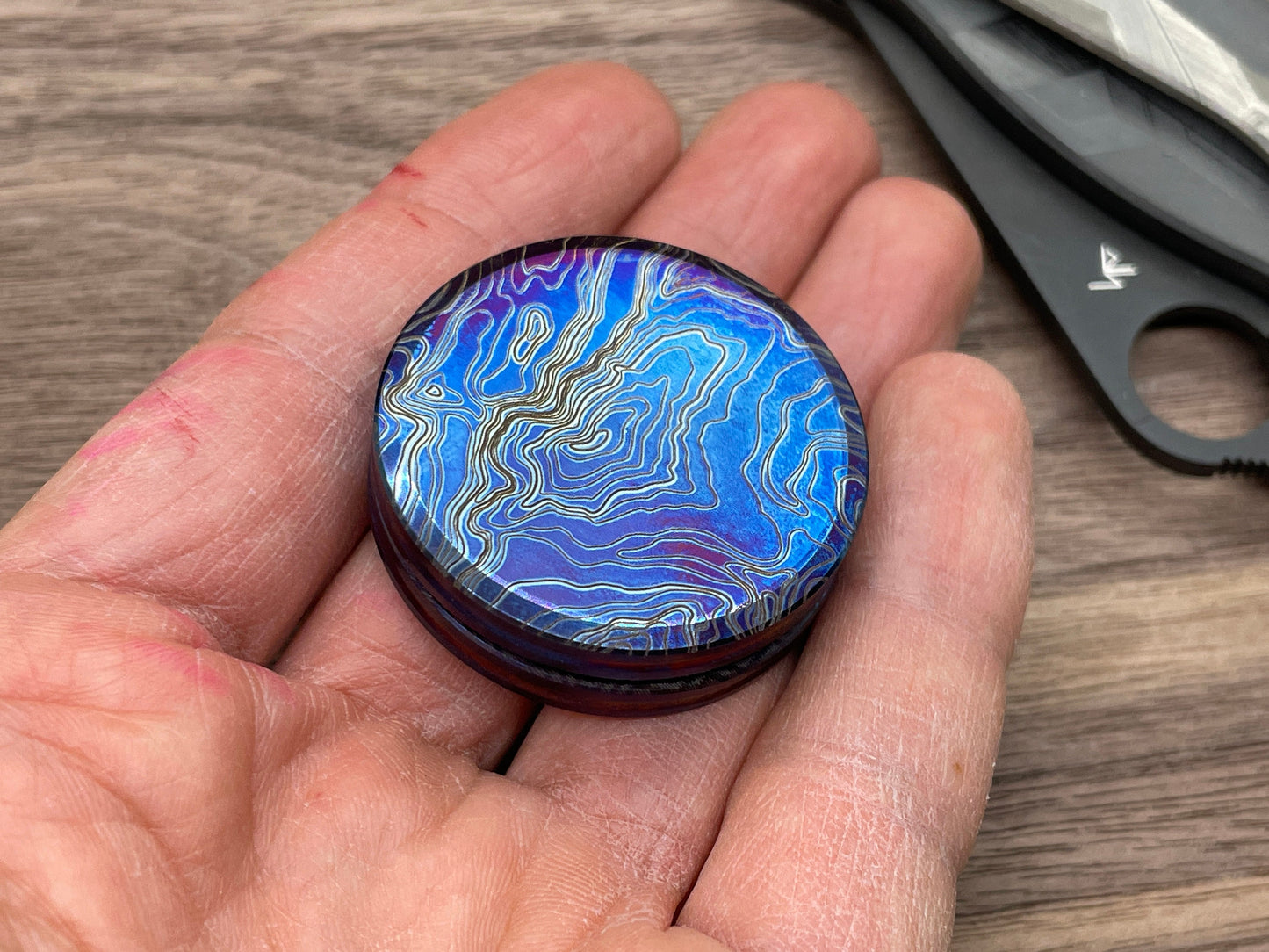 Flamed TOPO HAPTIC Coins CLICKY Titanium Haptic Slider Fidget