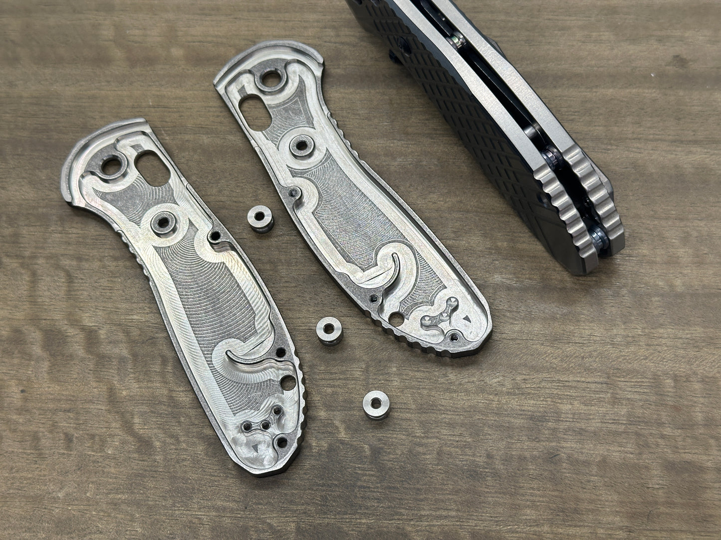 Battleworn TOPO engraved Titanium Scales for Benchmade GRIPTILIAN 551 & 550