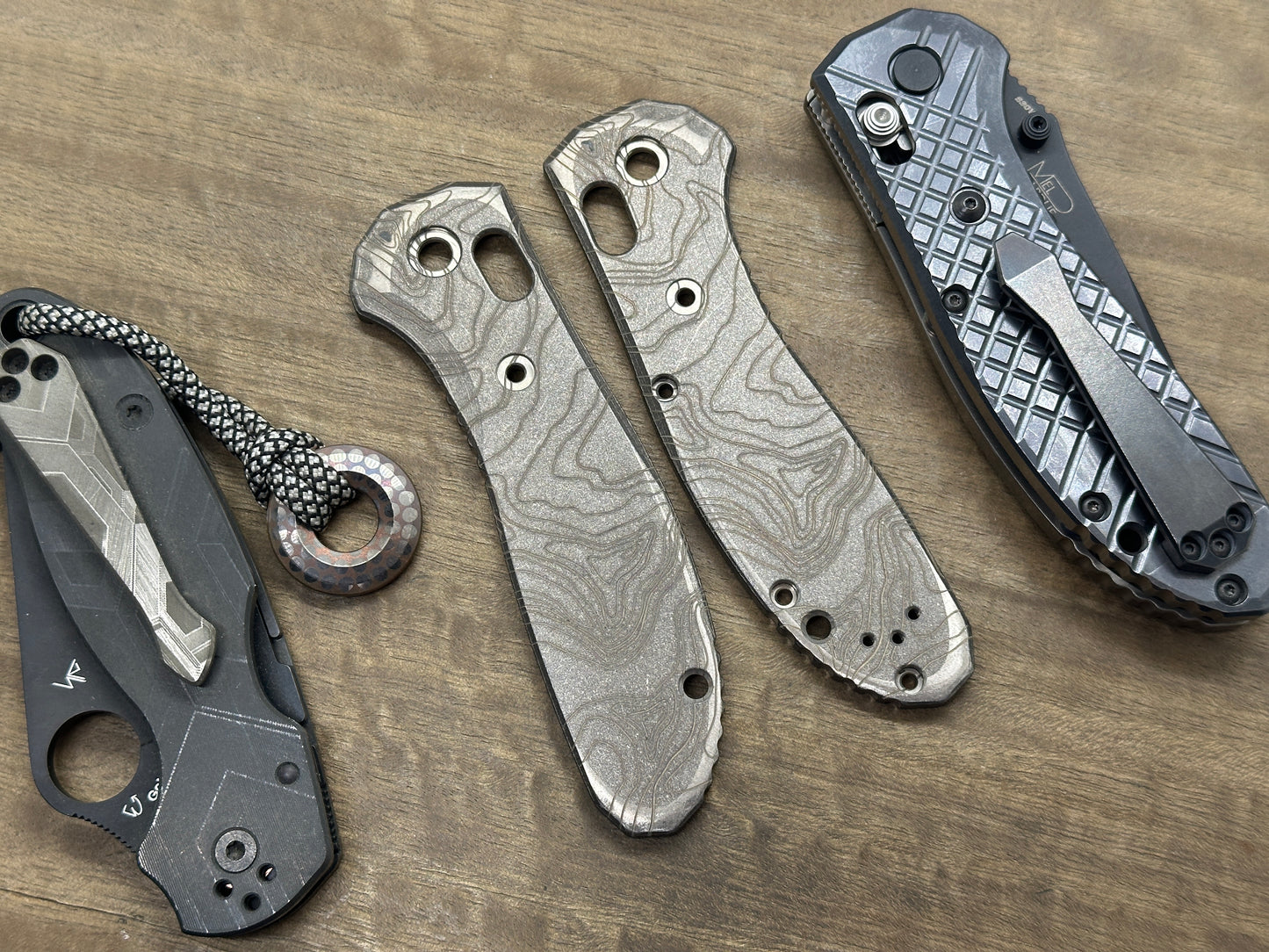 Battleworn TOPO engraved Titanium Scales for Benchmade GRIPTILIAN 551 & 550