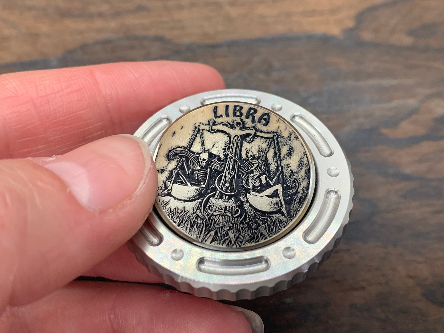 Deep engraved LIBRA Zodiac Titanium Coin for Billetspin Gambit