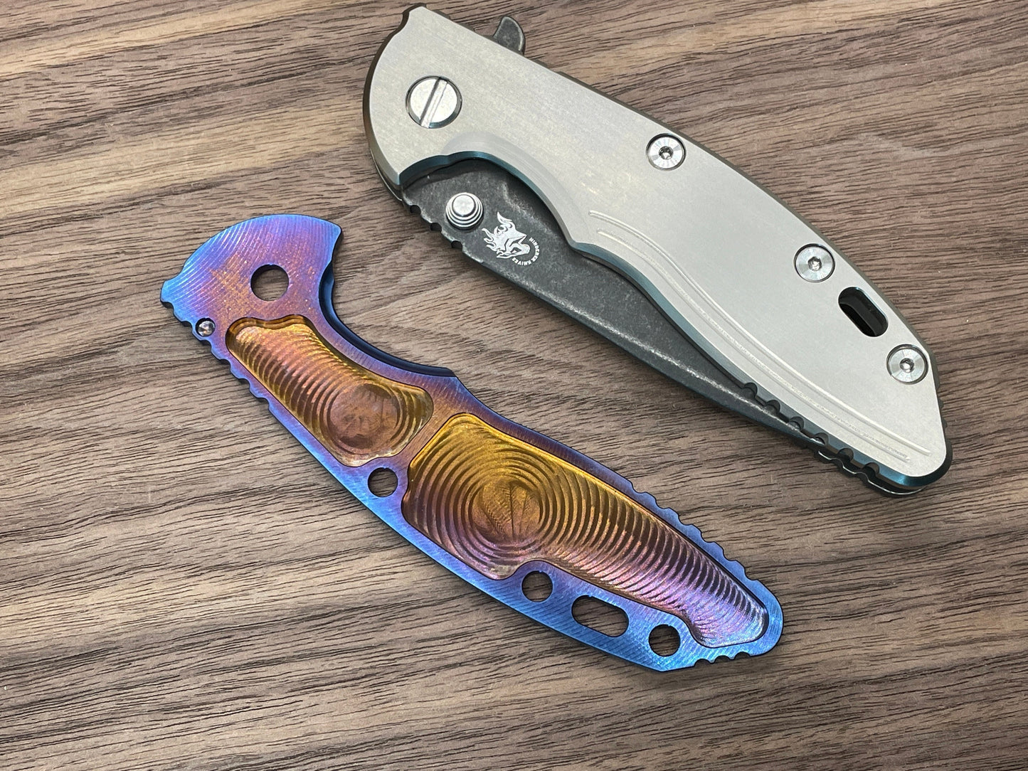 2-Tone BLUE ano & Brushed FRAG Cnc milled Titanium scale for XM-18 3.5 Hinderer
