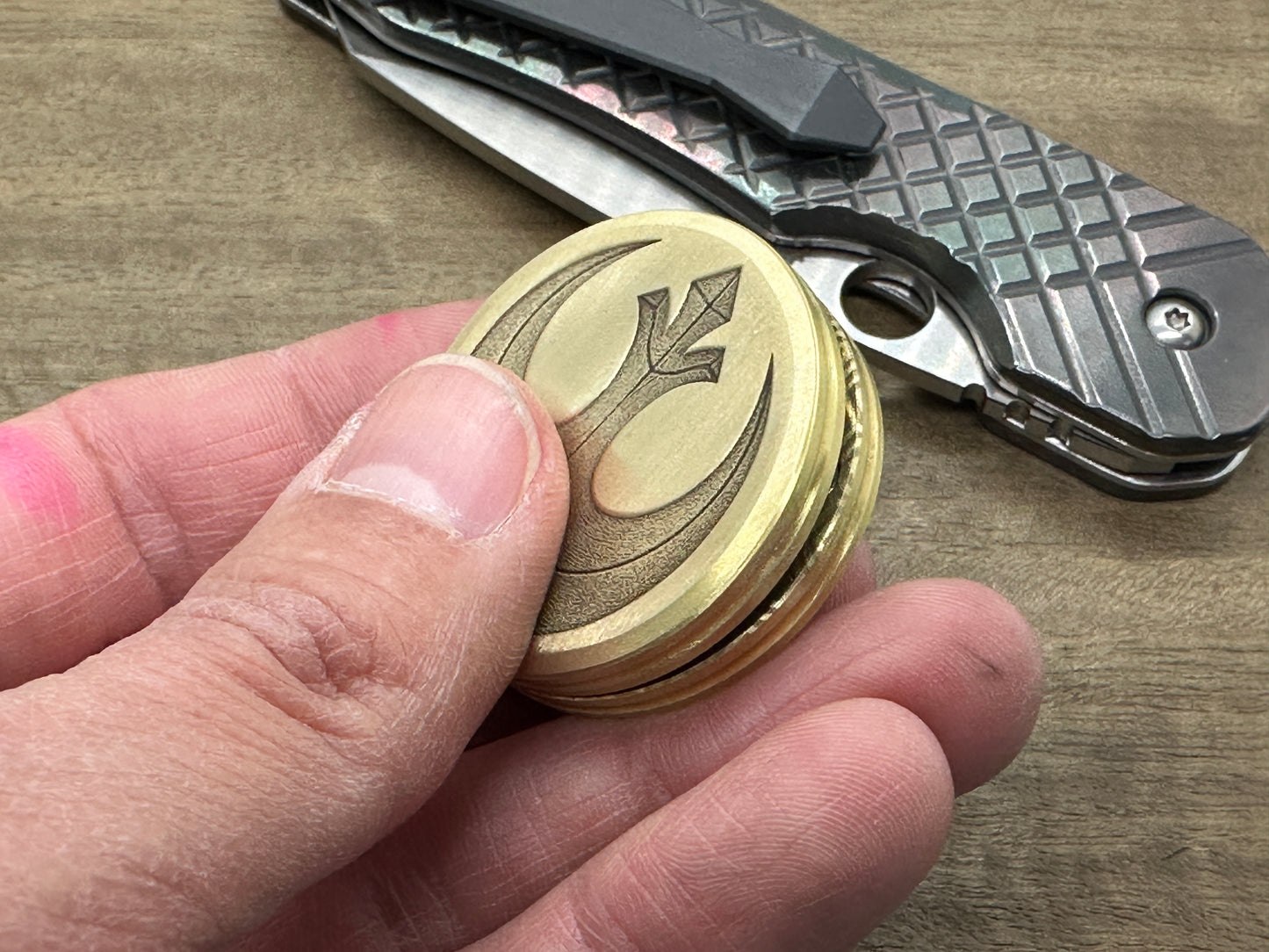 Rebel Alliance vs Imperial Galactic engraved Brass HAPTIC Coins CLICKY fidget