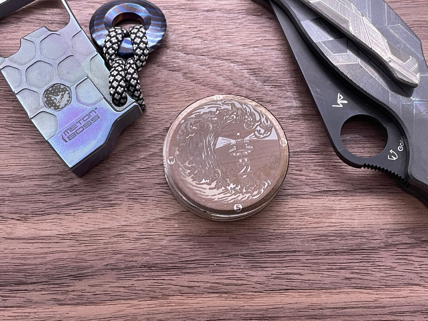 LIGHTHOUSE COMPASS engraved Haptic Coins CLICKY Stainless Steel Fidget toys