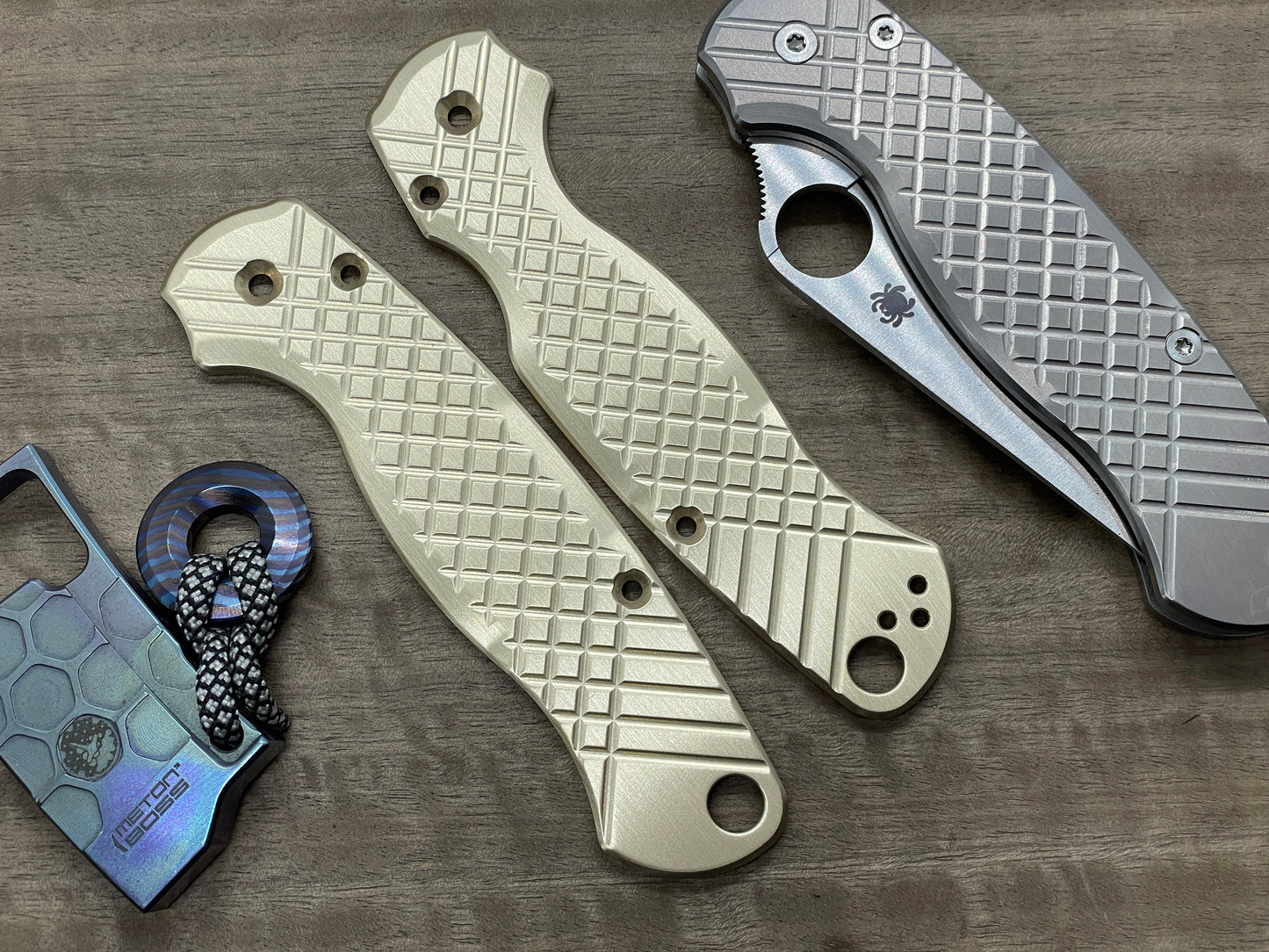 FRAG milled Brushed Brass Scales for Spyderco Paramilitary 2 PM2