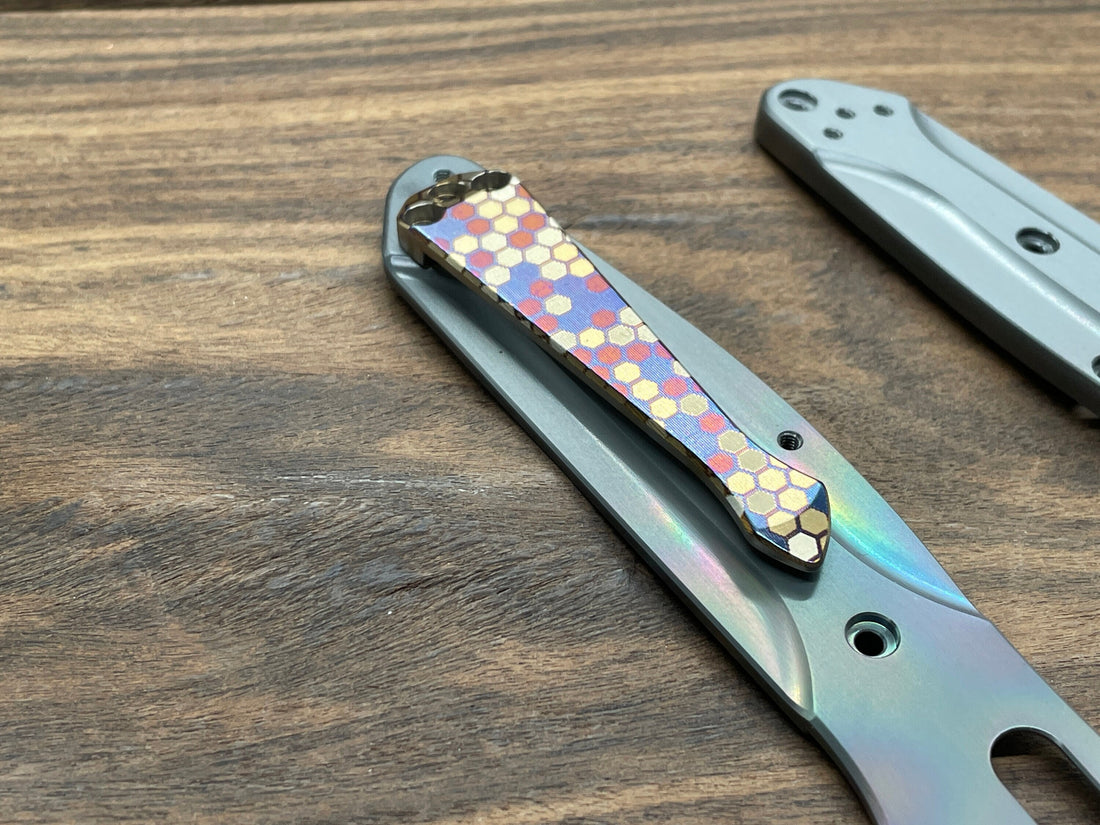 HONEYCOMB heat ano engraved SPIDY Titanium CLIP for most Benchmade models