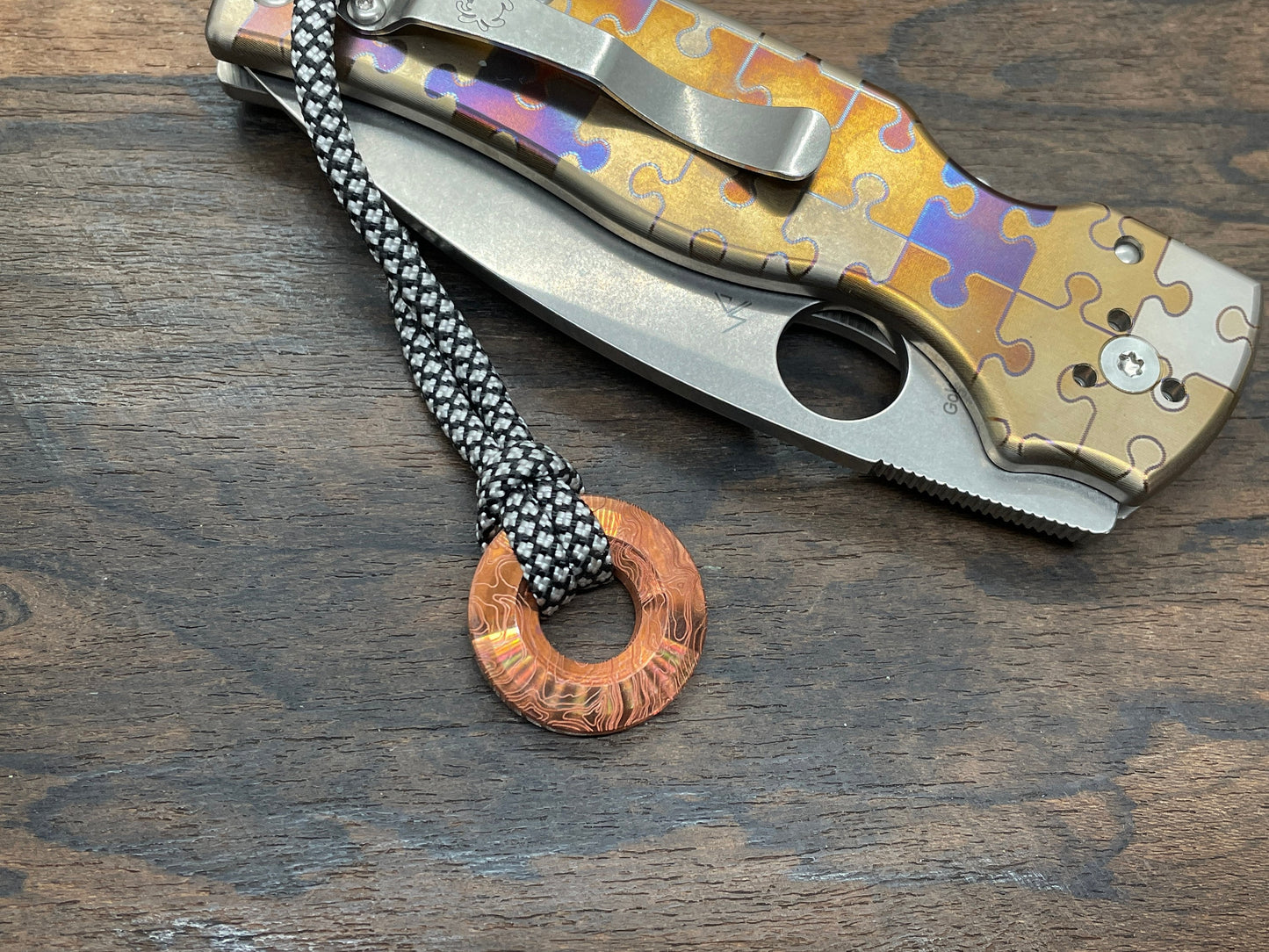 TOPO engraved Copper lanyard bead Paracord bead Dog tag