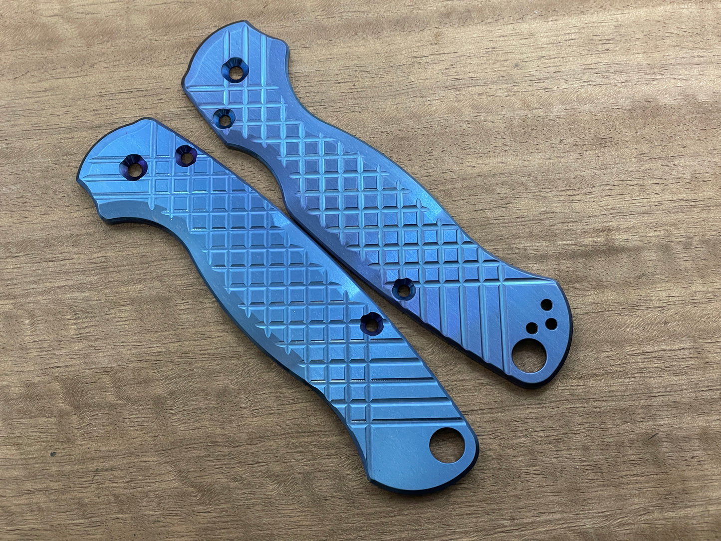 Blue anodized FRAG milled Titanium scales for Spyderco Paramilitary 2 PM2