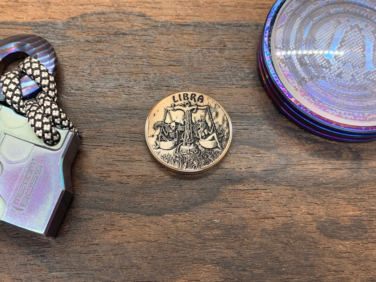 Deep engraved LIBRA Zodiac Titanium Coin for Billetspin Gambit