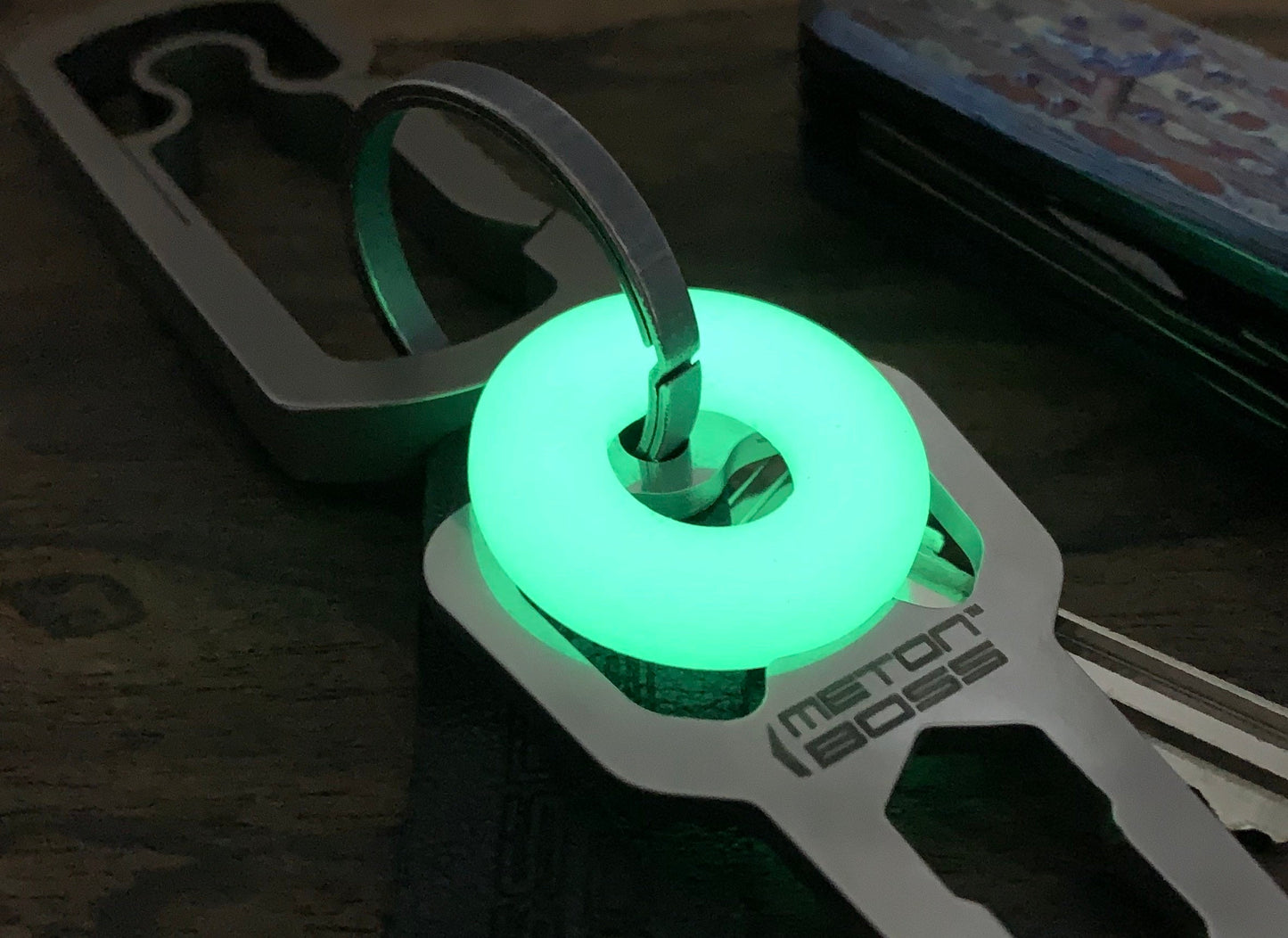 LIME TurboGlow in the Dark lanyard bead Keychain Paracord bead Dog tag