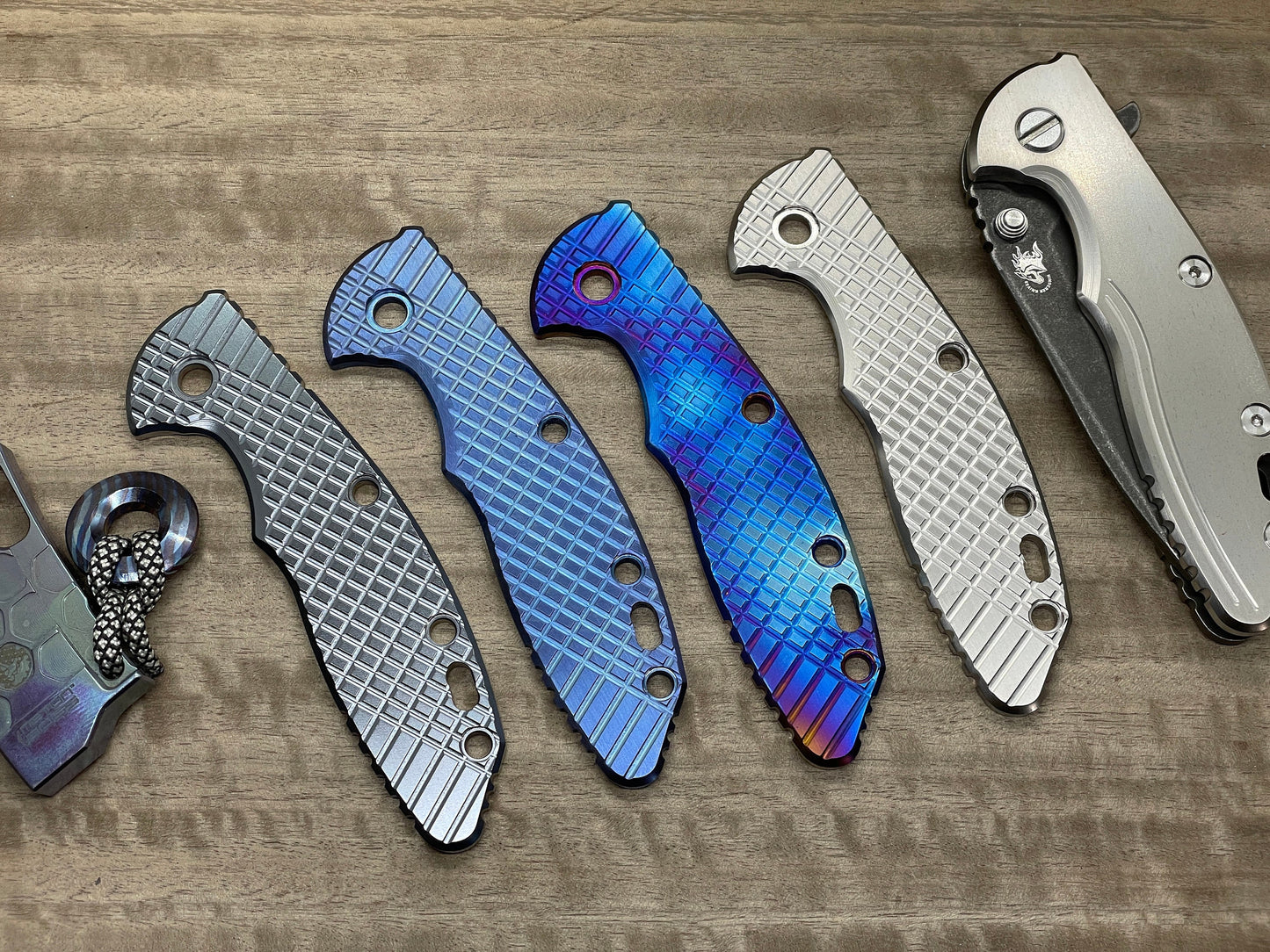 2-Tone BLUE ano & Brushed FRAG Cnc milled Titanium scale for XM-18 3.5 Hinderer