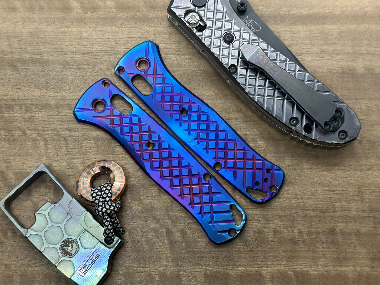 Flamed FRAG Cnc milled Titanium Scales for Benchmade Bugout 535