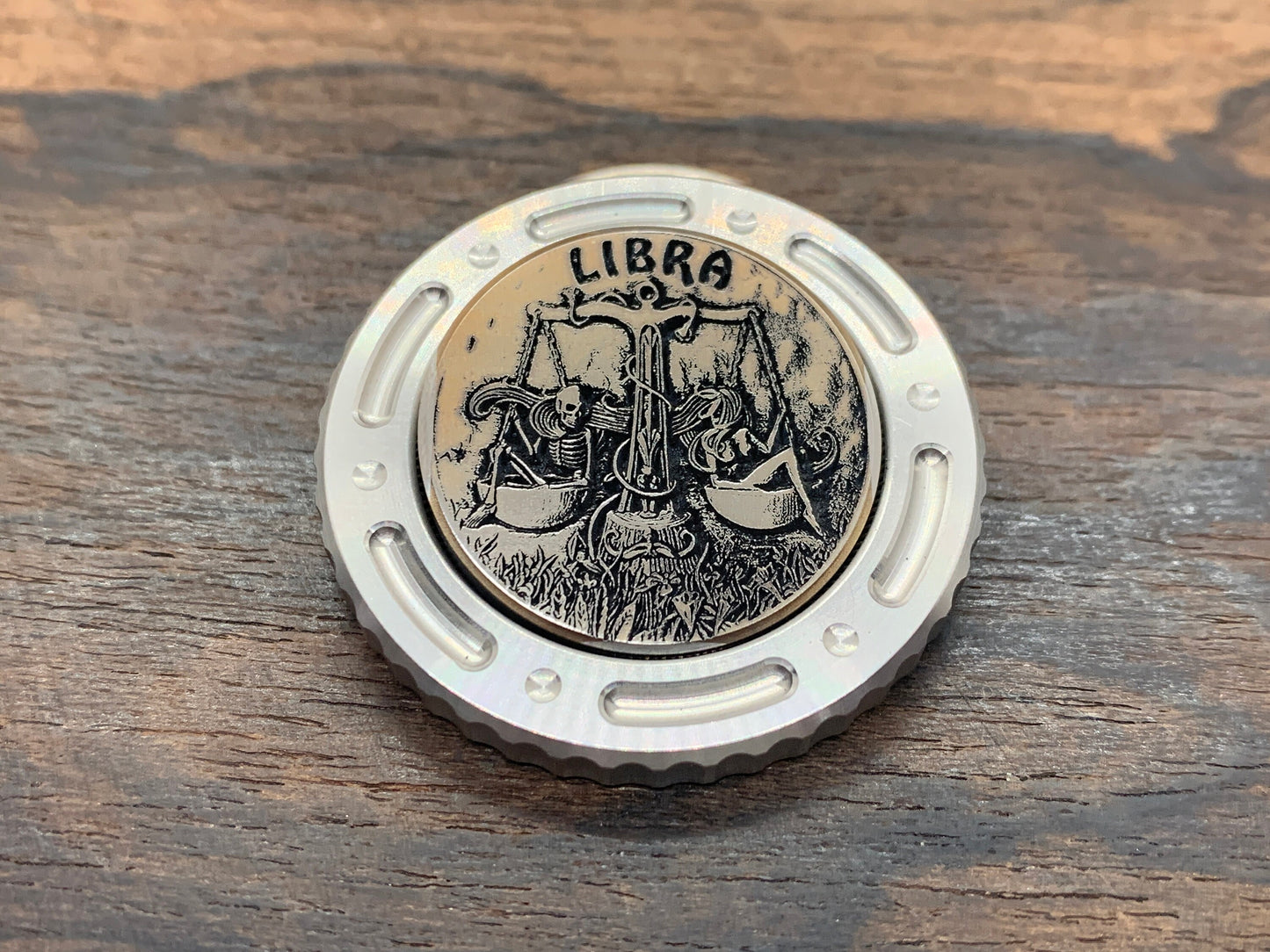 Deep engraved LIBRA Zodiac Titanium Coin for Billetspin Gambit