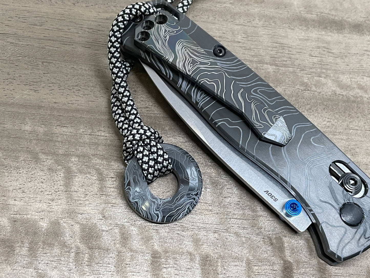 TOPO engraved black Zirconium lanyard bead Paracord bead Dog tag Friend