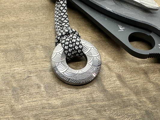 SEIGAIHA engraved TITANIUM lanyard bead Paracord bead Beard bead